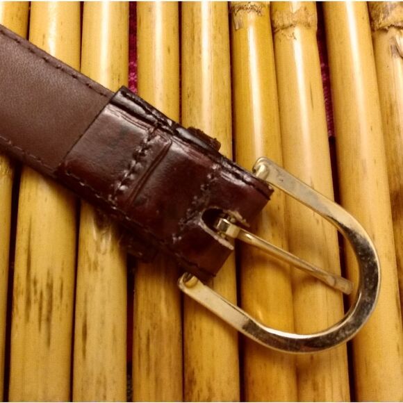 EUC GATOR COWHIDE Brown Belt w/Gold Hardware Made in USA - Picture 9 of 11